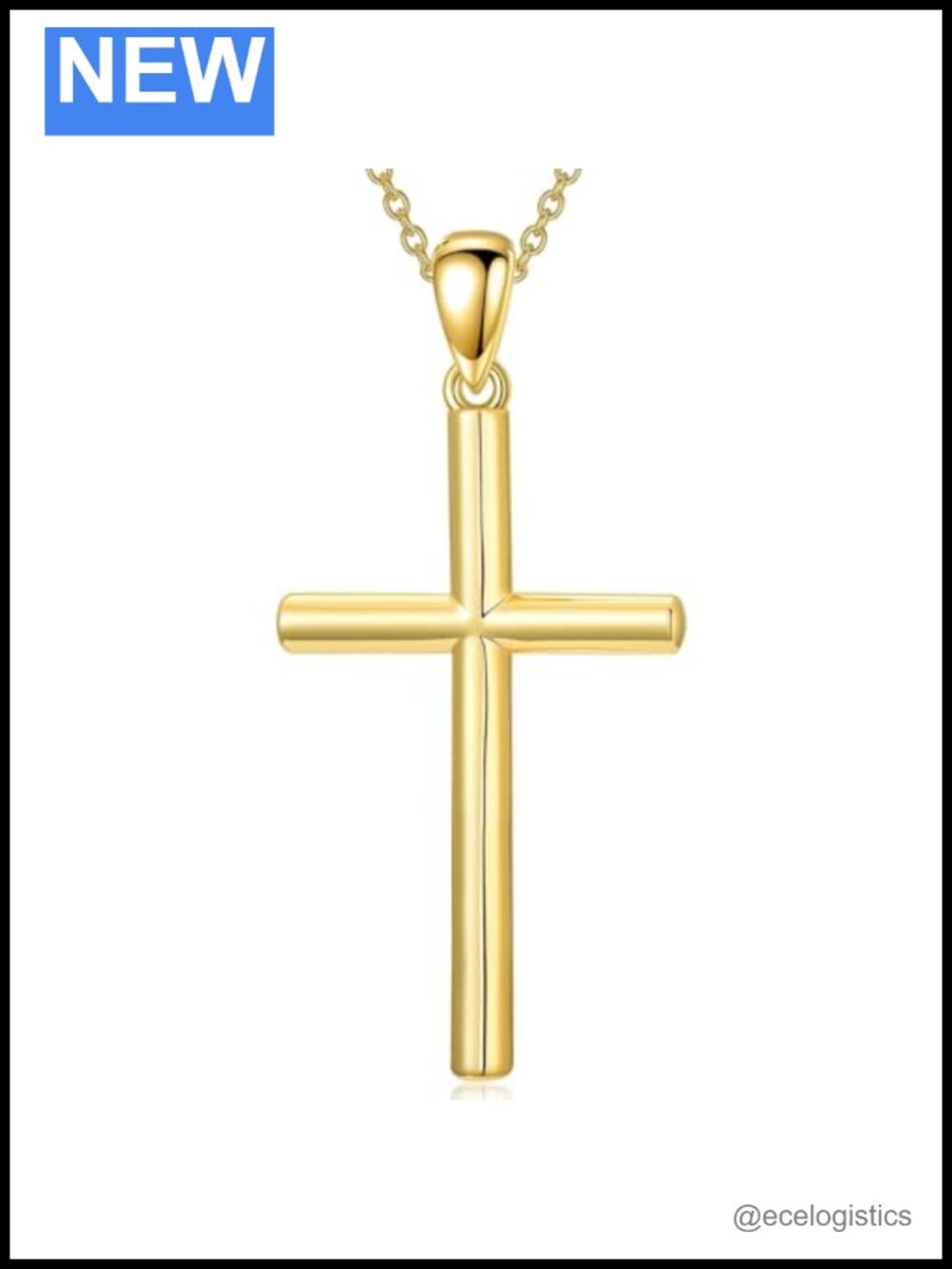 18K Gold Cross Pendant Necklace Women Religious Jewelry Gift